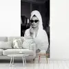 Zonnebril - Vrouw - Zwart - Wit fotobehang vinyl groot -woonkamer