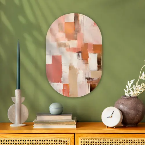 Kunst - Roze - Abstract Wandcirkel Ovaal Forex klein -sfeer2