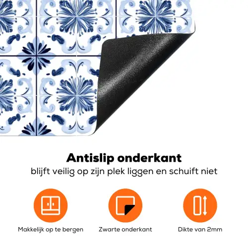 Patroon - Tegel - Blauw Inductie beschermer vinyl 3mm klein 276 -zzzzzzz-td-onderkant
