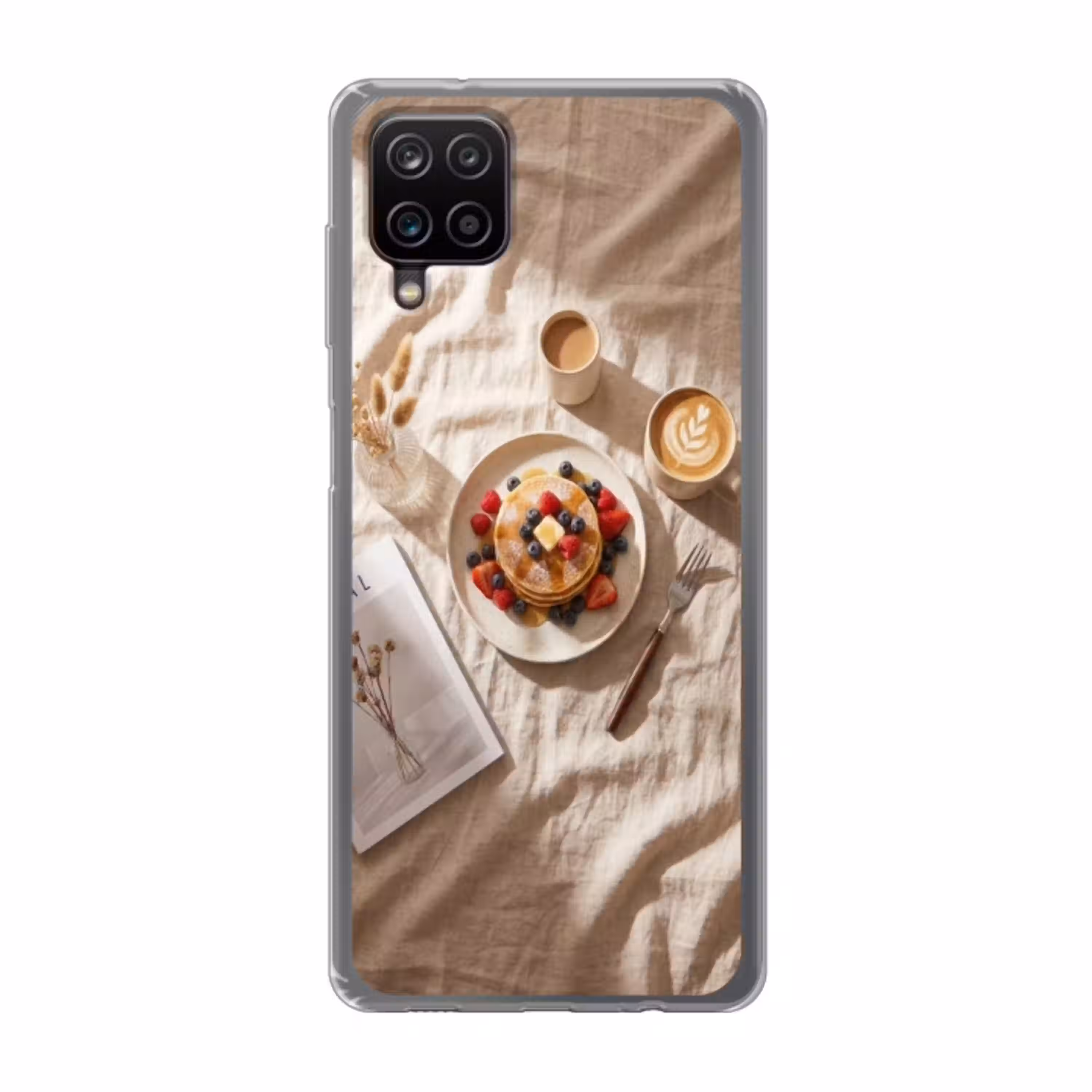 Pannenkoeken - Bessen - Ontbijt - Modern - Beige Telefoonhoesje Samsung Galaxy A12 klein -3d