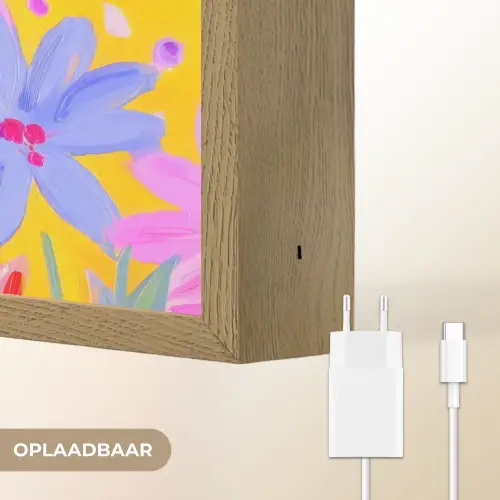 Tas - Roze - Bloemen Light Box met batterij (Wandlamp) middel -USP_websiteoplaadbaarNL