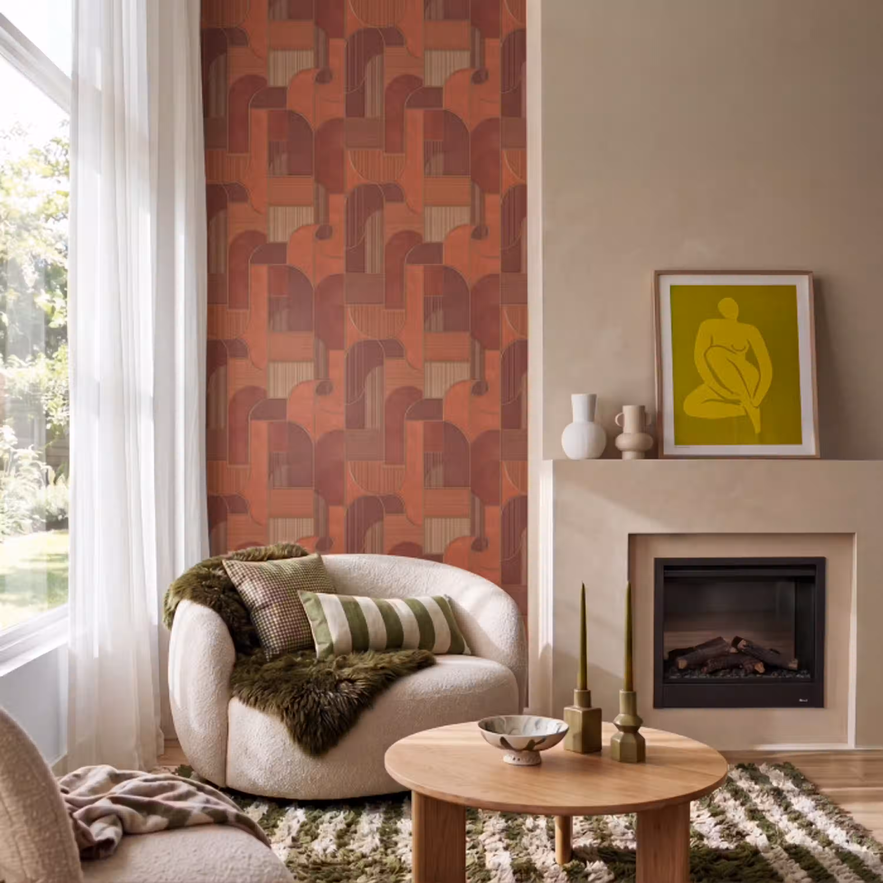 Geometrisch - Abstract - Textuur - Bruin Behang Vlies klein 1076 -sfeer2