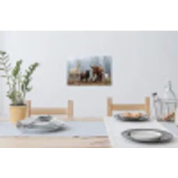 Boerderijdieren - Groep - Mist - Natuur - Rustiek Muursticker klein -eettafel