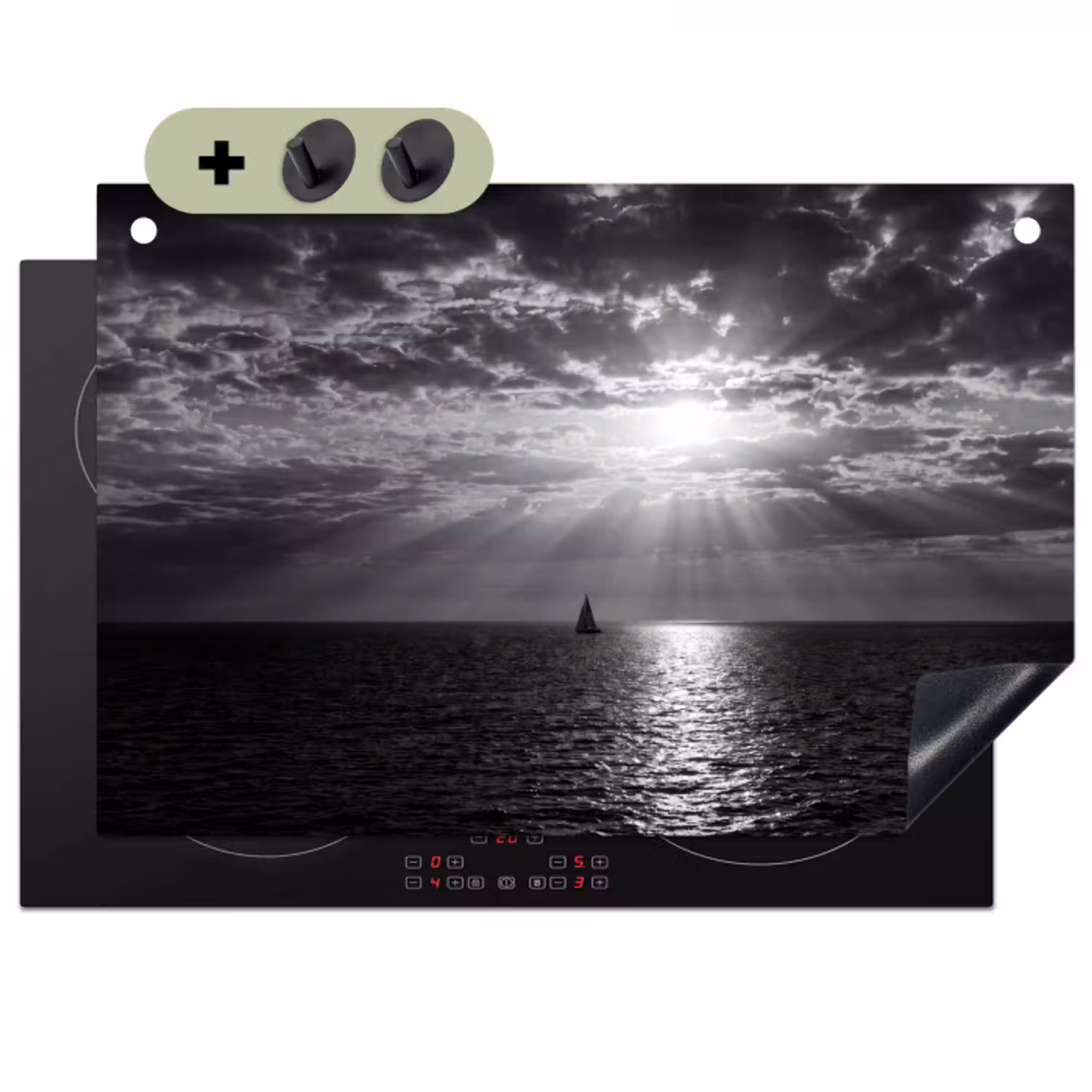 Water - Boot - Lucht - Natuur - Zwart-wit Inductie beschemer met haakjes klein -3d