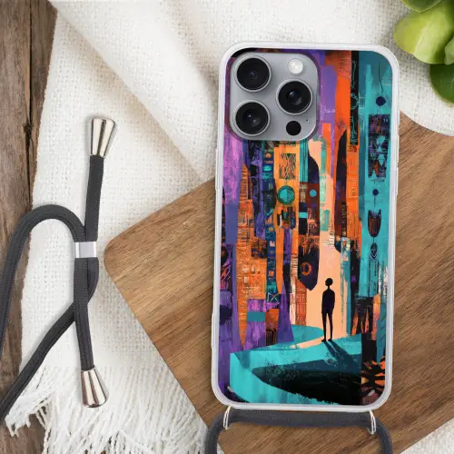 Abstract - Figuren - Kleurrijk Hoesje iPhone 16 Pro Max met koord klein -sfeer4