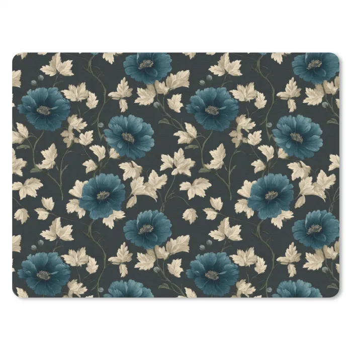 Botanisch - Bloemen - Blauw muismat rubber klein 262 -3d