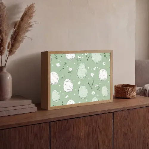 Groen - Eieren - Patroon Light Box met batterij (Wandlamp) middel -sfeer2