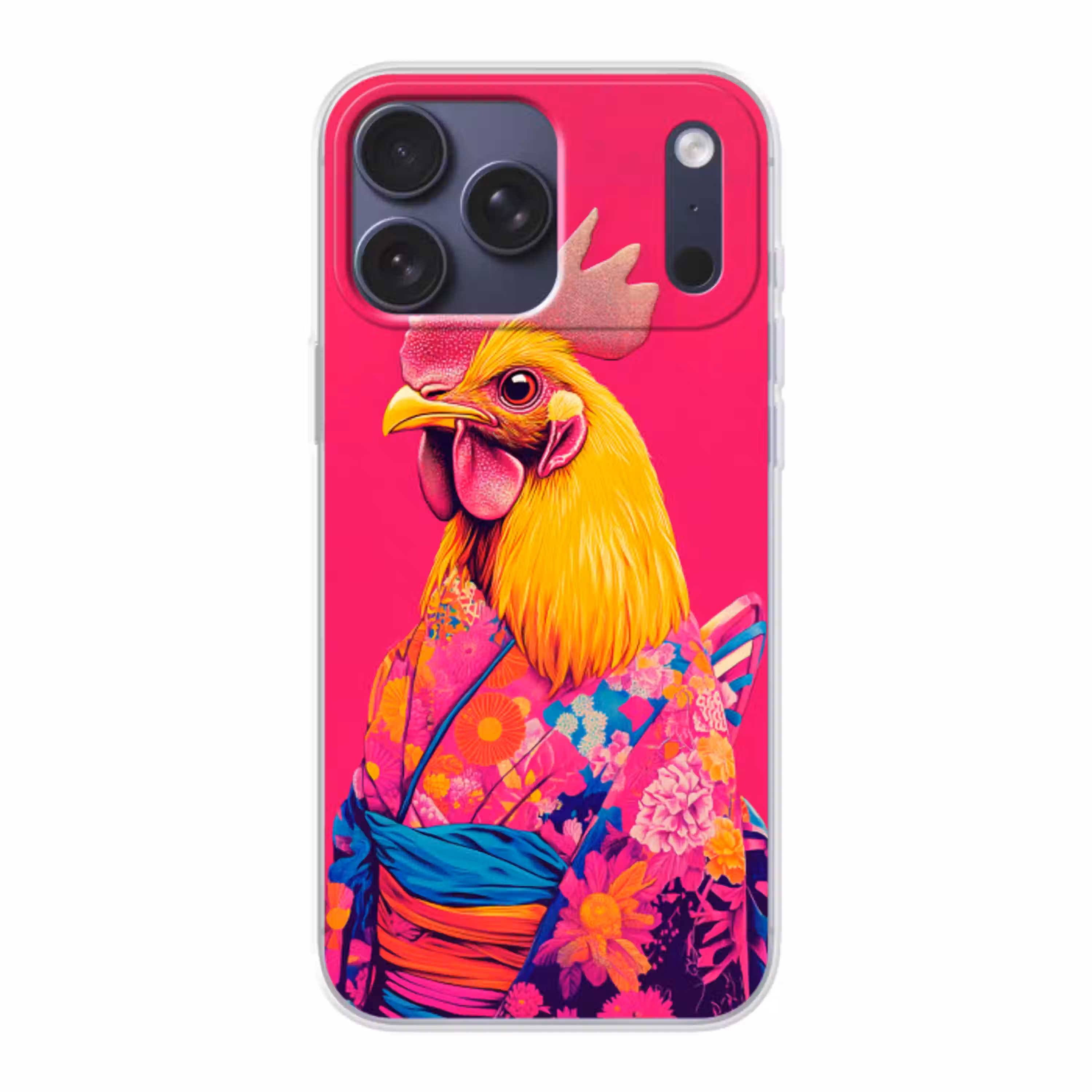Haan - Kleurrijk - Kimono - Roze Telefoonhoesje iPhone 17 Pro Max klein -3d