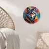 Graffiti - Wolf - Street art - Blauw Wandcirkel kunststof plaat 5mm dik klein -sfeer5