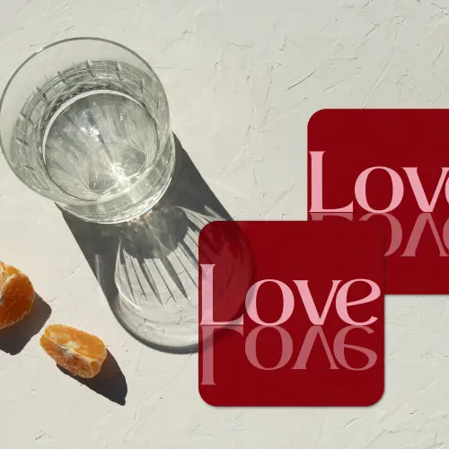 Love - Spiegeling - Rood onderzetter kurk middel -sfeer4