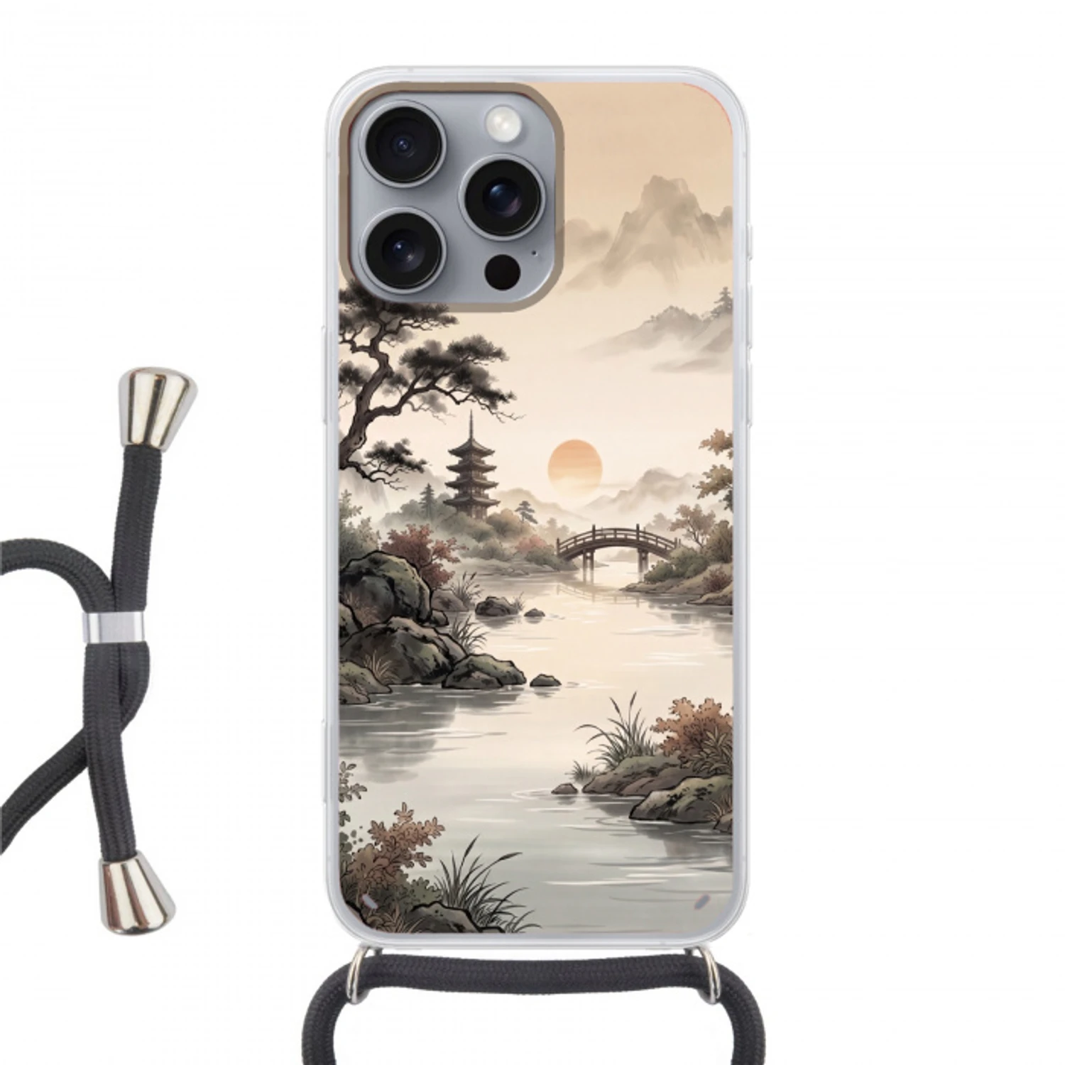 Azië - Landschap - Kleurrijk Hoesje iPhone 16 Pro Max met koord klein -3d