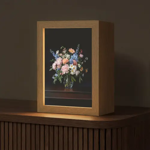 Pastel - Bloemen - Glazen - Vaas Light Box met kabel (Tafellamp) klein -z3d_website