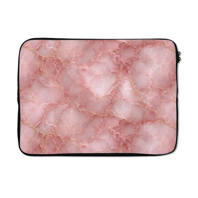 Laptophoes Roze - Kwarts - Goud - Marmer