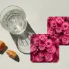 Rozen - Pink - Bloem onderzetter kurk middel -sfeer4
