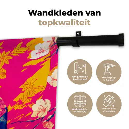 Varken - Bloemkroon - Kimono - Abstract Wandkleed katoen klein -sfeer2