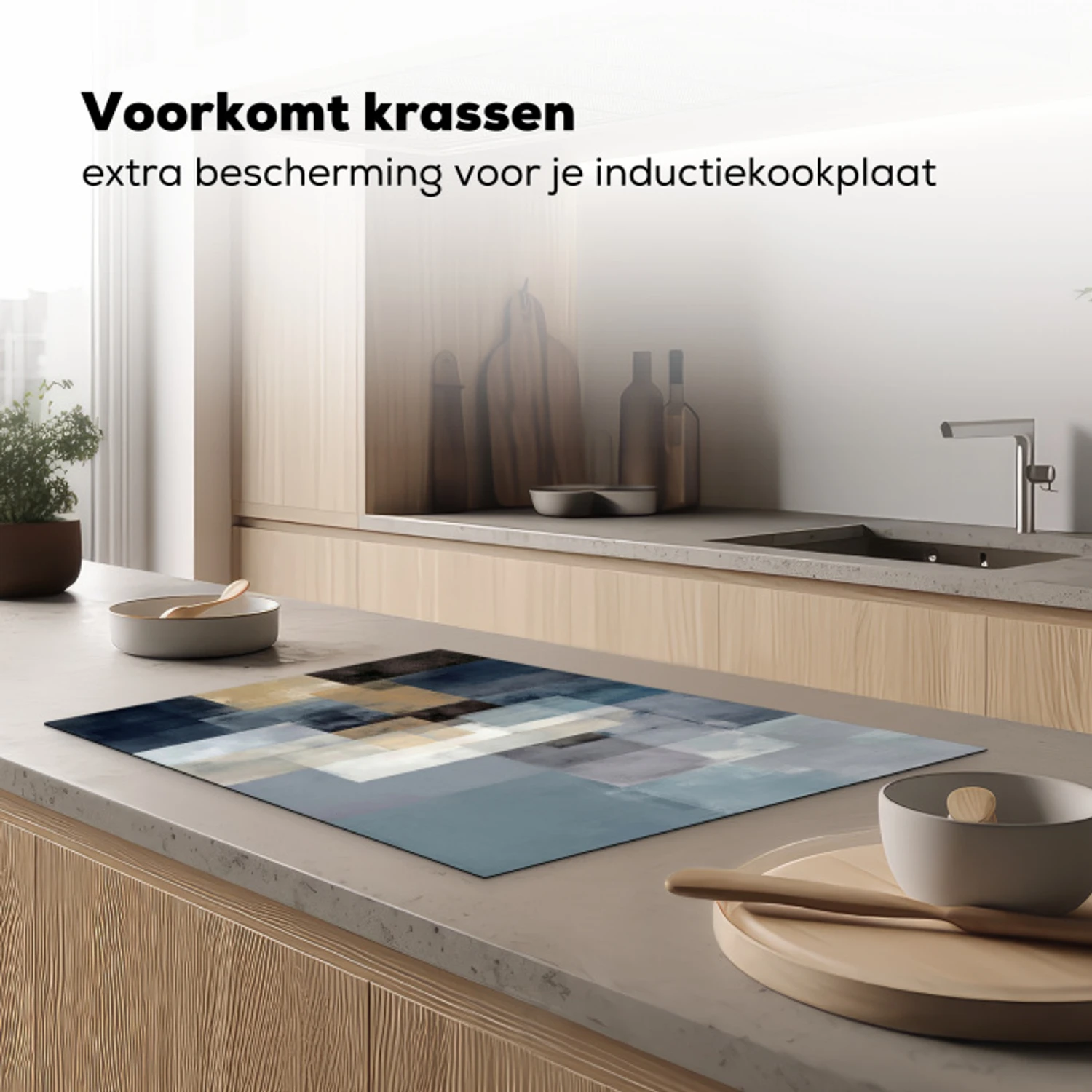 Rechthoeken - Abstract - Blauw Inductie beschermer vinyl 3mm klein -sfeer1