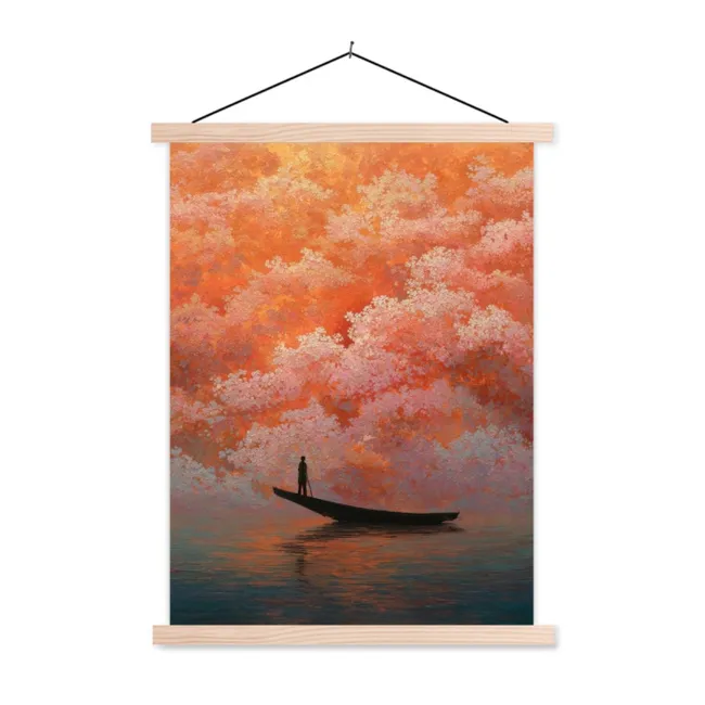 Schoolplaat - Zee - Boot - Wolken - Oranje