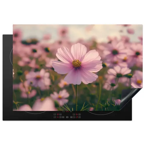 Bloemen - Paars - Wazig Inductie beschermer vinyl 3mm klein -3d