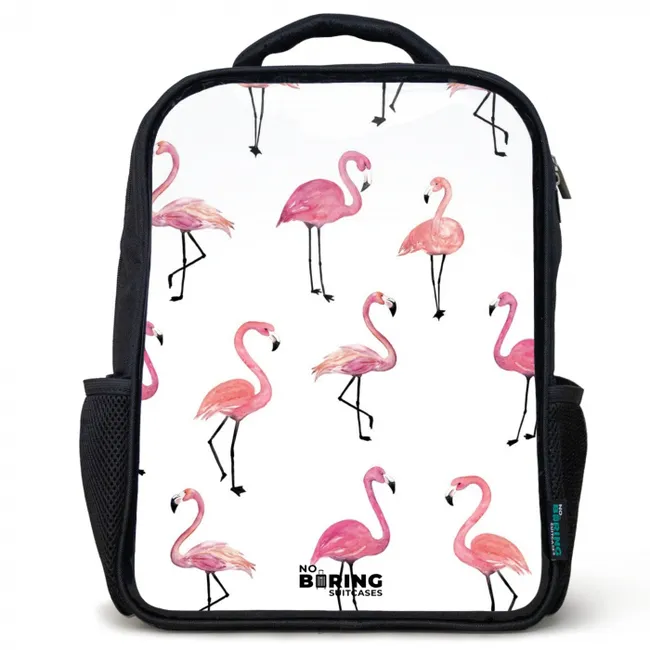 Flamingo feestje Rugzak - Zwart middel -3d