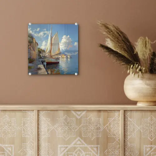 Zeilschip - Huizen - Kade - Zee plexiglas 5mm klein -sfeer5