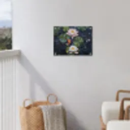Glasstukjes - Leliebladeren - Vis - Oranje tuinposter los doek klein -sfeer8
