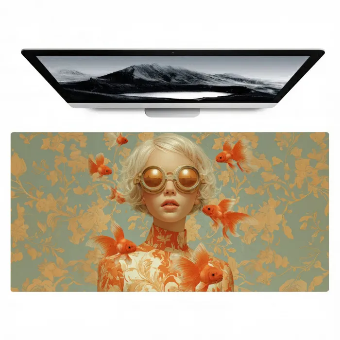 Goudvissen - Oranje - Vrouw - Blond Muismat XXL klein -zzz3d