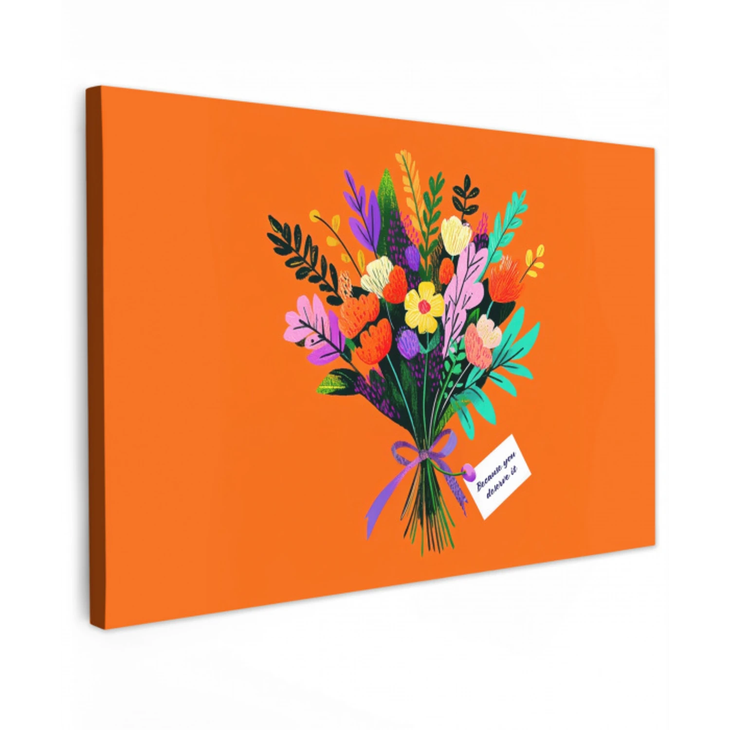 Kaartje - Boeket - Bloemen Tuinposter op houten frame 2 cm dik klein -3d