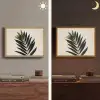 Palmblad - Donkere bladen - Subtiel Light Box met batterij (Wandlamp) middel -sfeer3