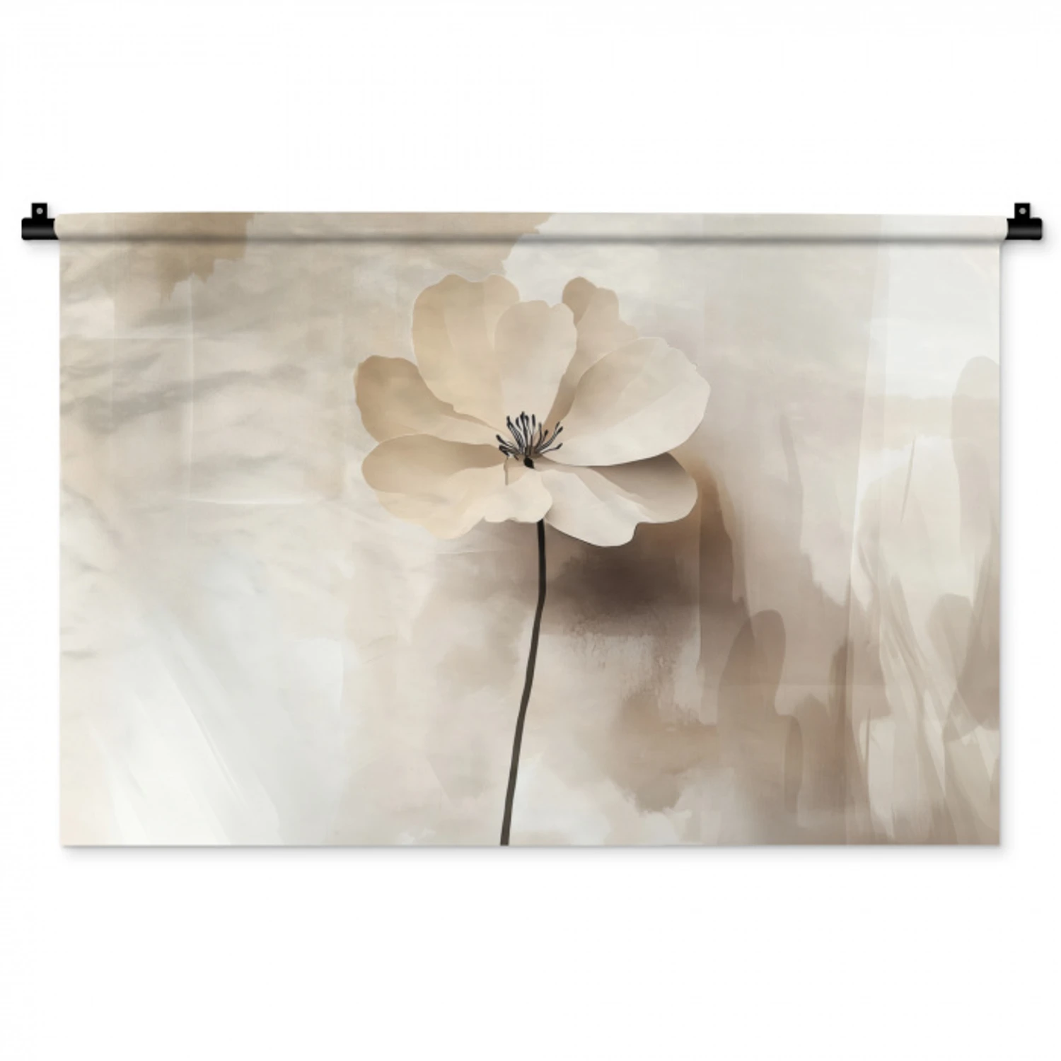 Bloem - Beige - Verf - Schaduw Wandkleed katoen middel -zz3d
