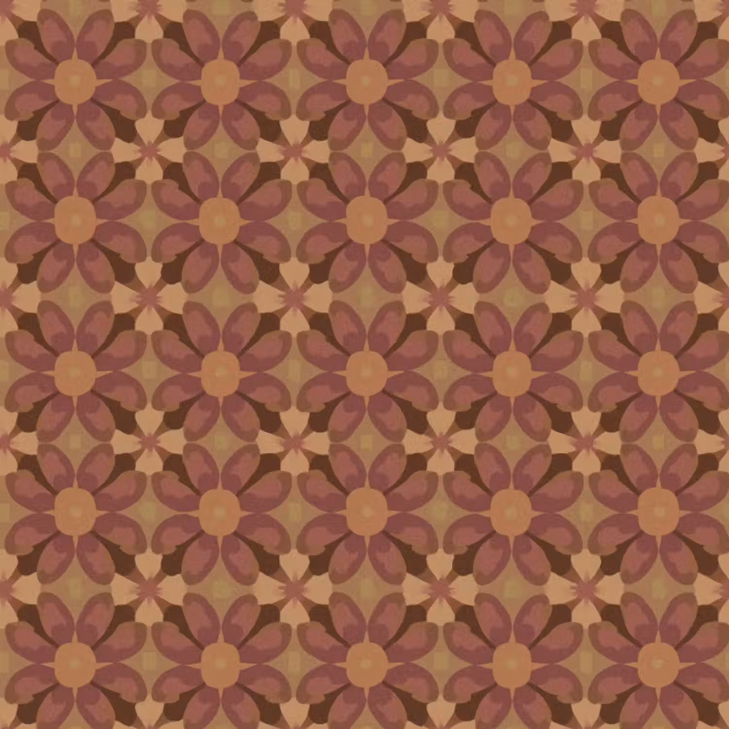 Behang - Retro - Bloemen - Bruin
