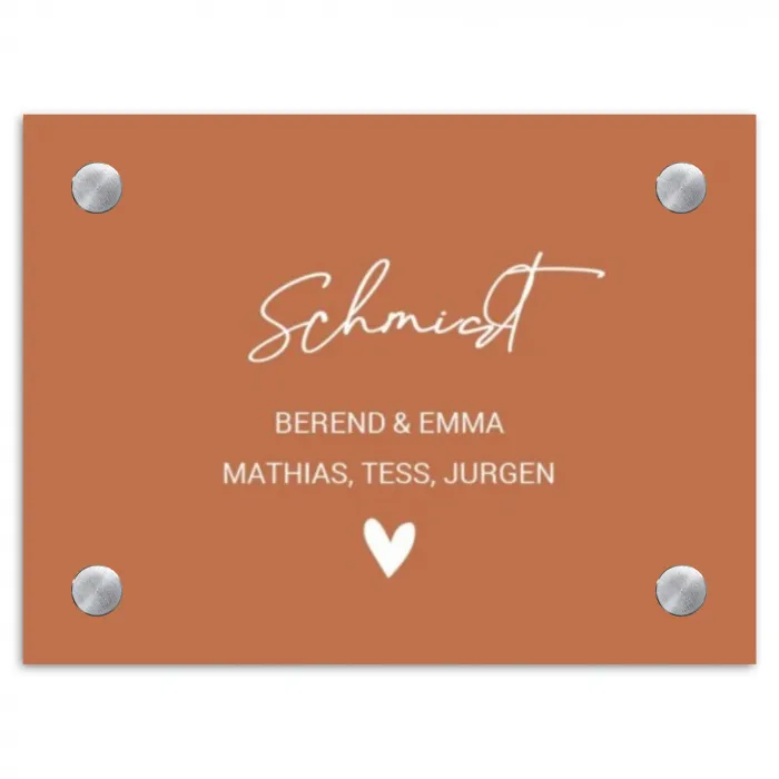 Terracotta - Sierlijk Naambord Rechthoek middel -3d