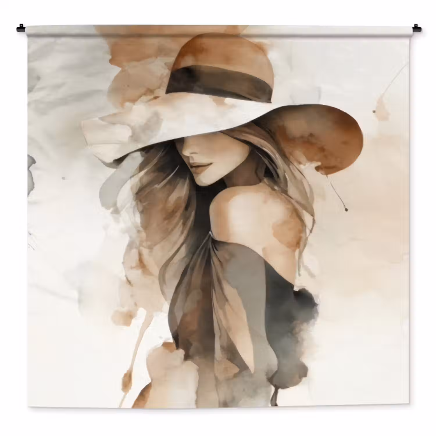 Wandkleed - Mysterieus - Vrouw - Sepia