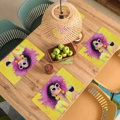 Vrouw - Hoed - Paars - Wijn Placemat vinyl groot -zzsfeer5_Kitchenyeah-website