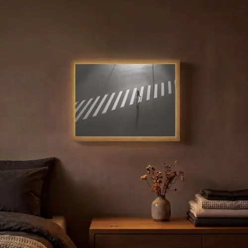 Zeebrapad - Hardloper - Zwart - Wit Light Box met batterij (Wandlamp) middel -sfeer4