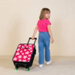 Madeliefjesmania hotpink Kinderkoffer - Zwart klein -sfeer1