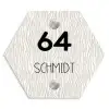 Beige golvende strepen - Modern Naambord Hexagon klein -3d