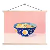 Noodles - Kom - Blauw - Illustratie textielposter latten blank klein -3d