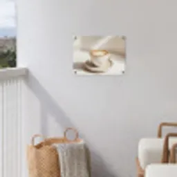 Cappuccino - Schuim - Schotel - Beige tuinposter los doek klein -sfeer8