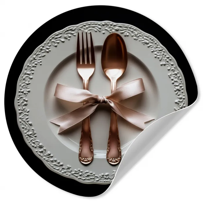 Rose - Strik - Bestek Wandcirkel behangsticker klein -3d