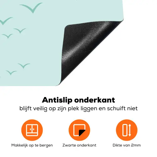 Meeuwen - Mint - Patroon Inductie beschermer vinyl 3mm klein 276 -zzzzzzz-td-onderkant