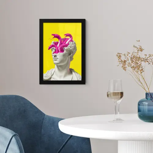 Buste - Slangen - Geel fotolijst zwart zonder passe partout klein -sfeer4