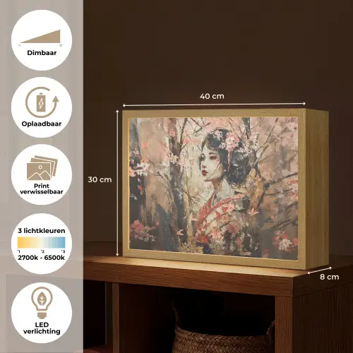Kimono - Vrouw - kersenbomen Light Box met batterij (Wandlamp) middel -USP_websiteoverzichtNL