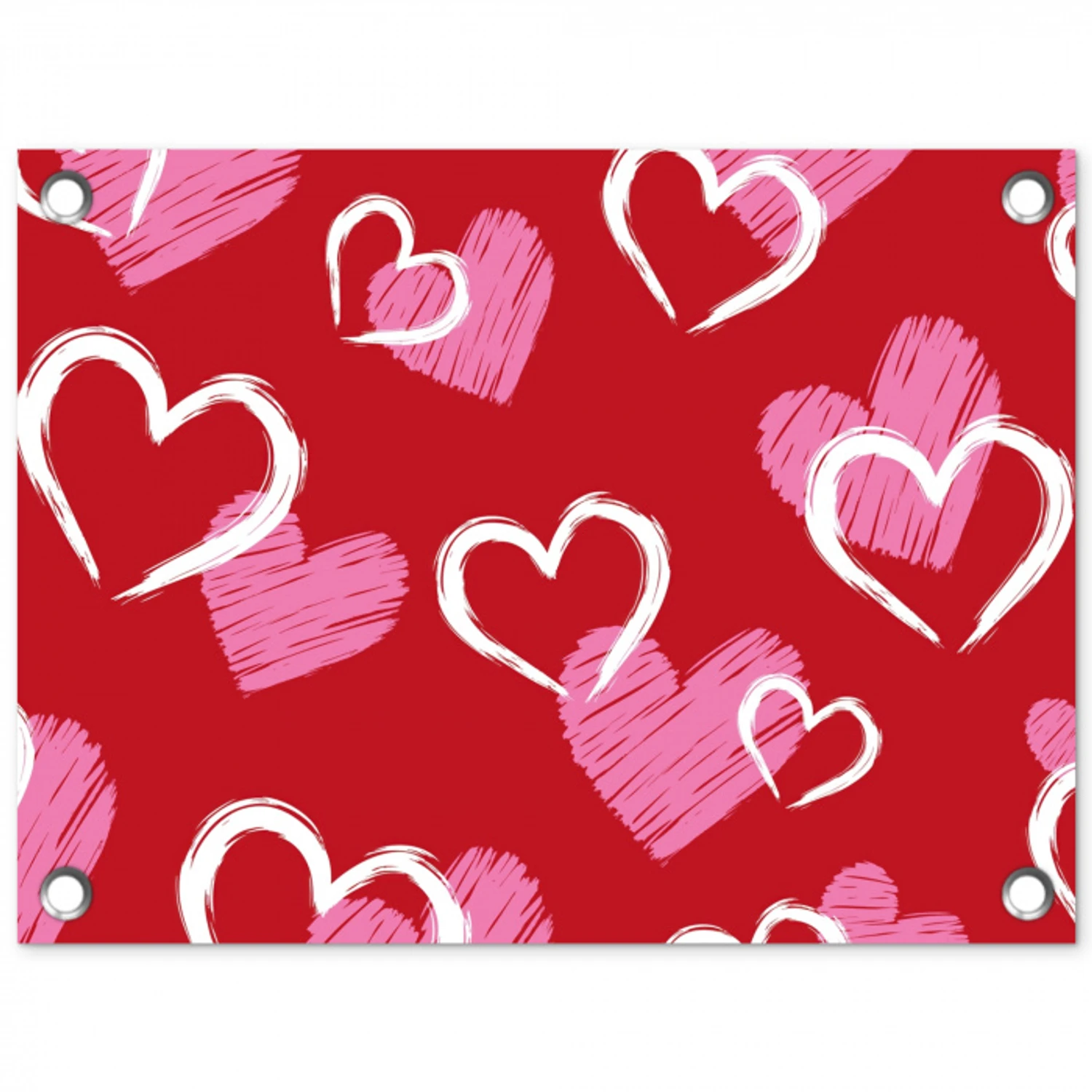 Patroon - Hartjes - Roze - Valentijn tuinposter los doek klein -3d