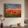 Zonsondergang - Klaprozen - Rood - Bloemen - Veld - Natuur Textielframe zwart klein -sfeer3