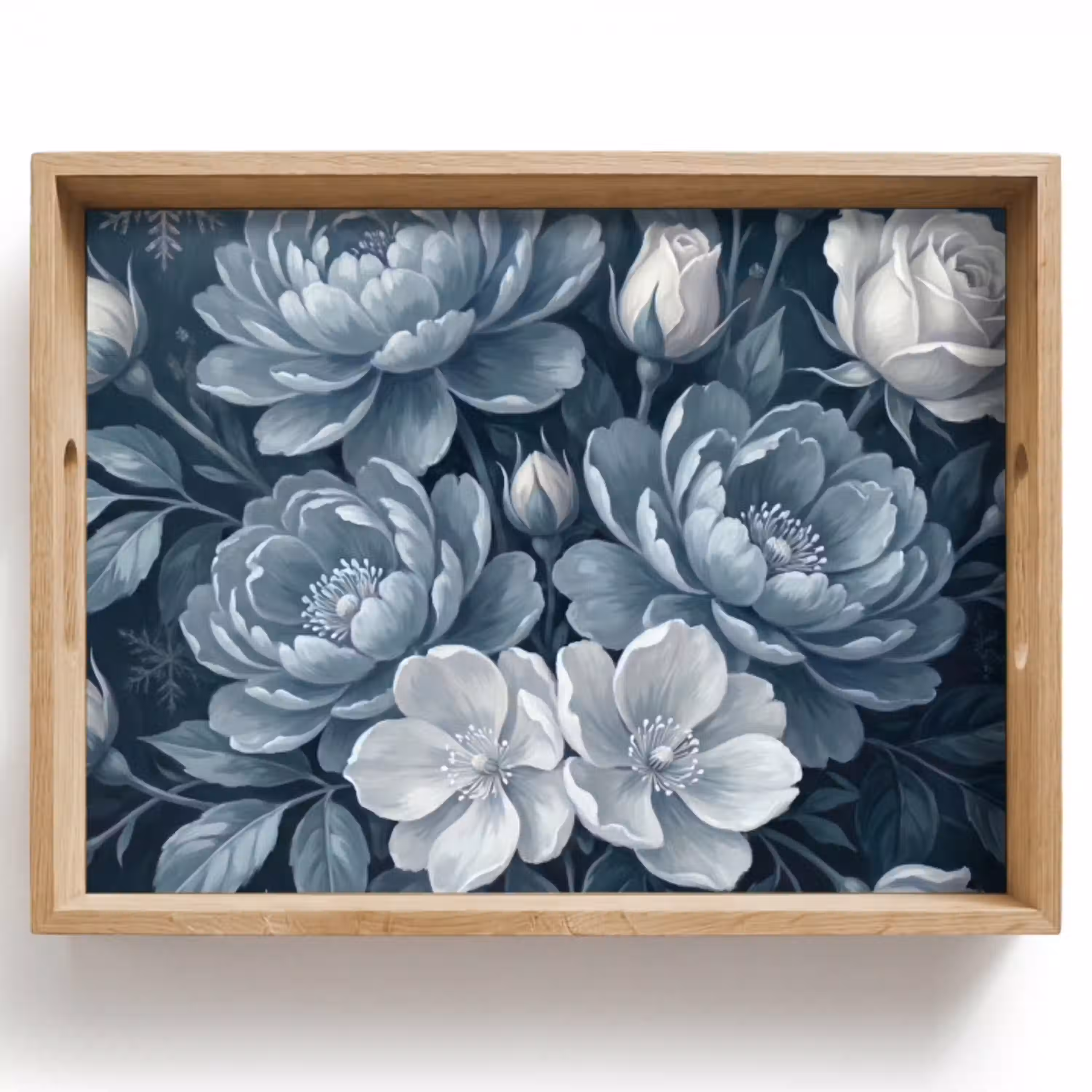 Bloemen - Boeket - Winter - Abstract - Blauw Dienblad Rechthoek middel -z3d_shopping