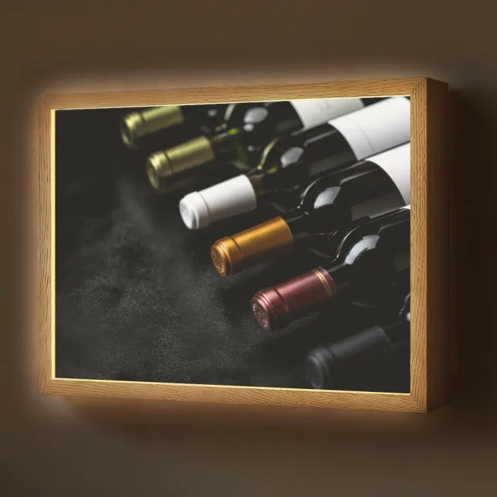 Wijn - Flessen - Variatie - Smaken Light Box met batterij (Wandlamp) middel -z3d_website