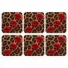 Lippen - Drie - Rood - Panterprint onderzetter kurk middel -3d