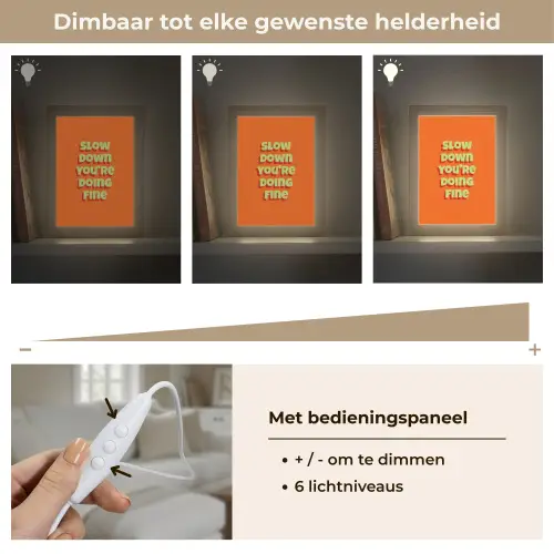 Slow down you're doing fine - Oranje - Simple Light Box met kabel (Tafellamp) klein -USP_dimbaarNL