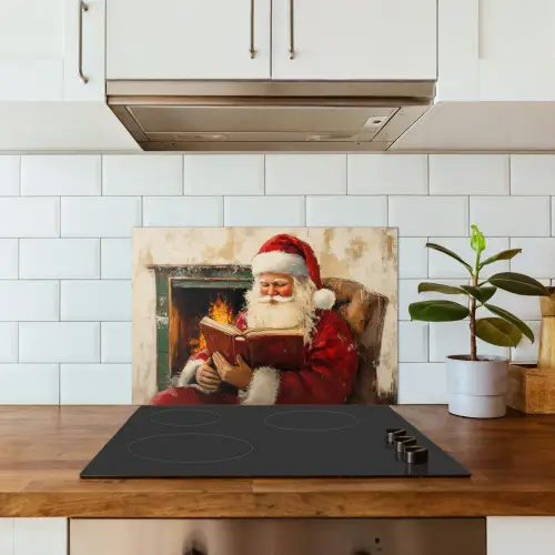 Kerst - Kerstman - Winter - Open Haard keuken achterwand spatscherm klein -sfeer2
