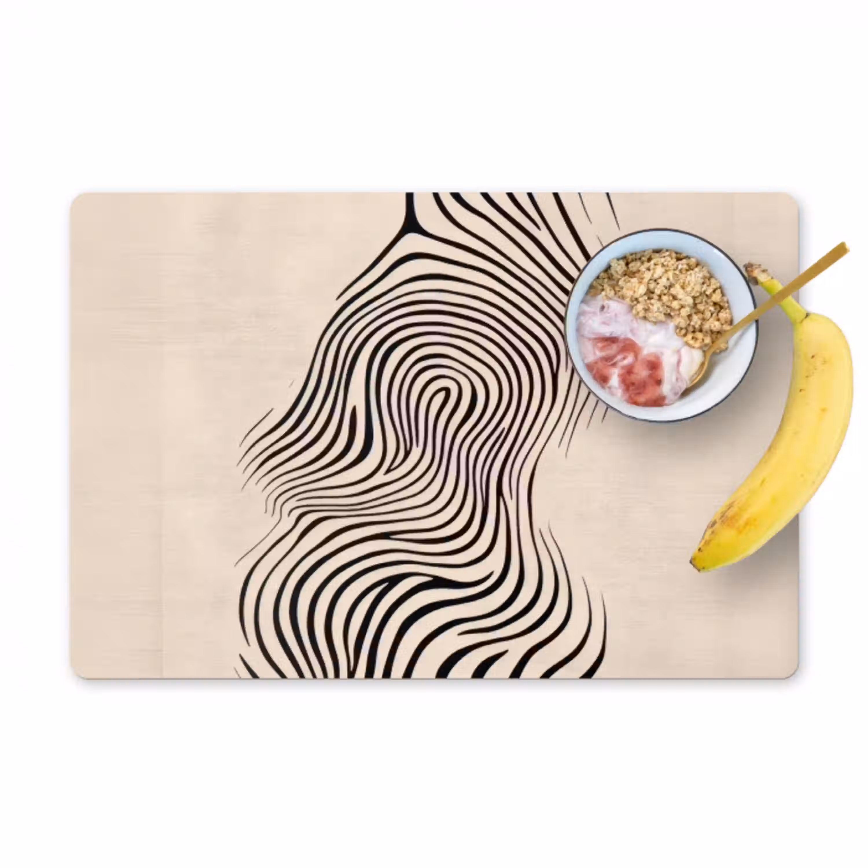 Lijnen - Abstract - Golvend - Zwart Placemat vinyl groot -zzzproduct_Kitchenyeah-website
